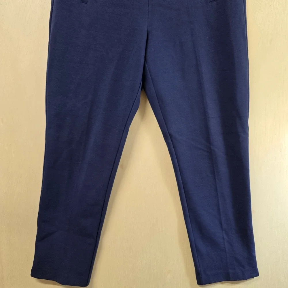 Chicos Navy Blue Ponte Knit Pull On Slim Leg Trousers Pants Womens 1.5 US10